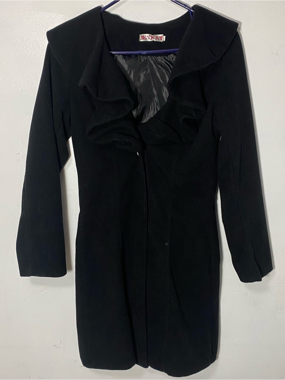 Black Long Sleeve Ruffle Blazer Jacket